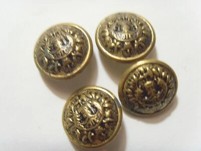 4 antique matching gold tone metal heraldic fleur de lis collector buttons 51911 - Image 1 of 4