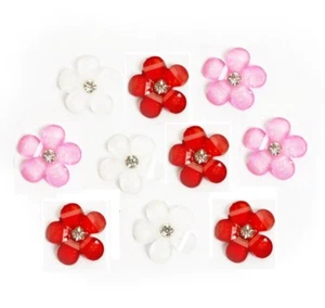 Pétalos de diamantes de imitación de San Valentín 13 mm - Botones de Shelly flores artesanía chatarra coser - Imagen 1 de 2