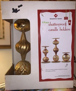 Member's Mark Portacandele Natalizio Infrangibile Oro 3 Pezzi - Foto 1 di 4