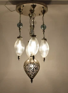 5 Pendant Lamps cluster, Hand blown Glass Pendant Lantern, Moroccan Lighting - Picture 1 of 5