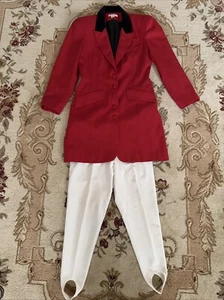 Vintage Express Textured Red Blazer Jacket Women's S  Leggings Set Made in USA - Picture 1 of 5