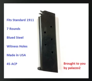 NEW 1911 Magazines 7 rounds, 45 ACP, 7rd mags, .45 Auto - Colt, Kimber, Wilson - Picture 1 of 3