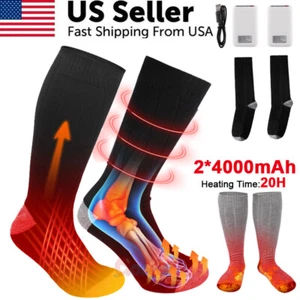 Washable Electric Heated Socks Rechargeable Battery Men Women Winter Foot Warmer - Picture 1 of 16