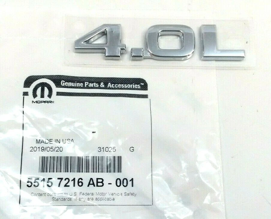 Dodge Nitro Grand Caravan 4,0 L cromo puerta levadiza trasera escotilla placa de identificación emblema OEM Foto 1 de 4