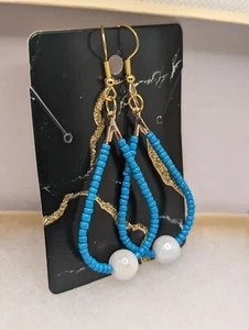 Türkis Perlen Tropfen Ohrringe - Bild 1 von 3