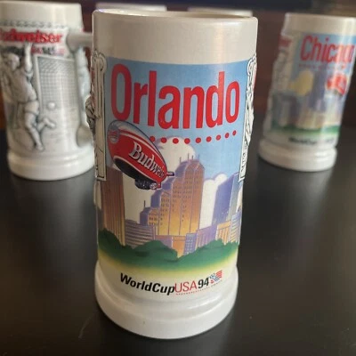 Taza Budweiser Busch Orlando Copa Mundial de Fútbol Estados Unidos '94 Beer Stein 1994 Foto 1 de 4