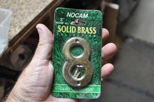 VTG. Nocam 3" Solid Brass Address House Number 8 with Hardware (Classic Style) - Picture 1 of 7