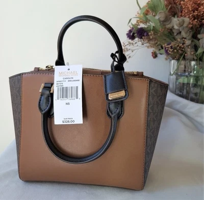 Bolso de Mano/Bolso Michael Kors "Carolyn" Pequeño Cuero Suave Marrón -NUEVO CON ETIQUETAS - con Correa Foto 1 de 4
