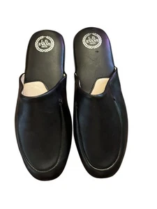 L.B. EVANS DUKE SCUFF PANTOFOLE DA FUMO IN VERA PELLE NERE DA UOMO TAGLIA 10,5 M - Foto 1 di 8