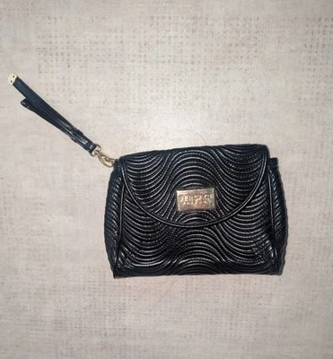Versace Parfums Vinyl Black Bag Clutch Wristlet Purse - Image 1 of 3