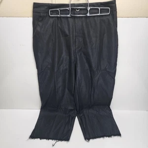 Women's Cropped Straight Cuffed Capri Button Zip Casual Trouser Pants Size M - Picture 1 of 5