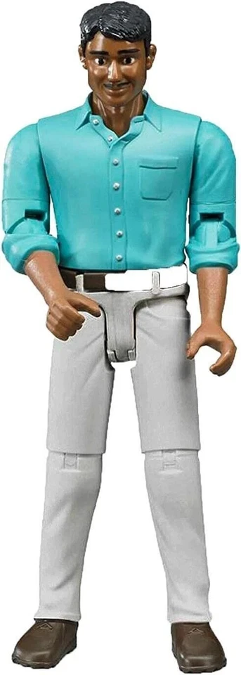 BRUDER 1:16 FIGURA  UOMO PELLE SCURA, PANTALONE BIANCO E CAMICIA VERDE  60003 - Immagine 1 di 1