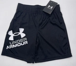 Under Armour Shorts Boys Size 4 Black White Logo UA - Picture 1 of 5