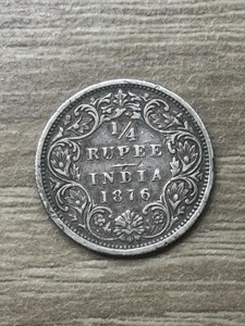 India, Victoria, Quarter Rupee, 1876, 0.917 Silver - Picture 1 of 5