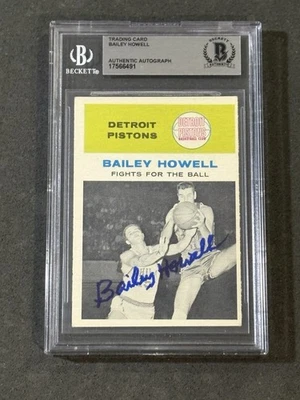 HOF BAILEY HOWELL 1961-62 FLEER ROOKIE SIGNED AUTOGRAPHED CARD BAS AUTHENTIC - Image 1 of 2