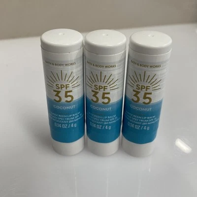 3X Bath & Body Works  Coconut Sunscreen Lip Balm's SPF 35 Water Resistant - Image 1 of 3