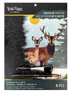 Brea Reese Winter Hirsch Scratch Kunst Papier Block 9" x 12" Weihnachten NEU - Bild 1 von 5