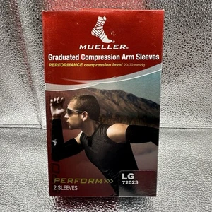 Mueller Graduated Compression Performance Arm Sleeves, Pair, Black Size Large - Picture 1 of 5