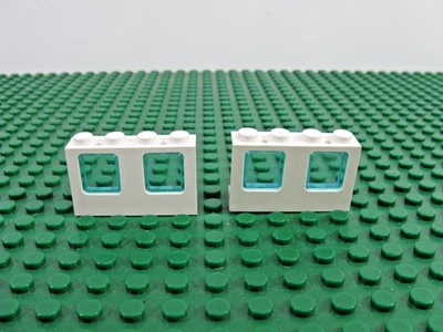 2x LEGO White Window 1x4x2 w/Trans-Lt Blue Glass Airport 6392 6368 6541 #4863c01 - Image 1 of 2