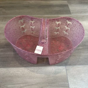 Neu Victoria’s Secret Duschbehälter rosa Hund ausgeschnitten rosa Glitzer - Bild 1 von 7