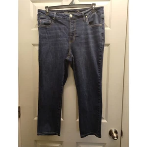 Seven7 Damengröße 14 W Tower gerades Bein dunkle Waschung kurz geschnitten Denim blau Jeans - Bild 1 von 7