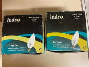 Halco 1006 CTC40 40 Watt 1009 CTC60 60 Watt Clear Candelabra Torpedo 32 Bulb Lot - Picture 1 of 4