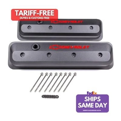 Proform 141-845, 2 Pack Black Aluminum Sbc Valve Cover Slant Fits Edge Black Cri - Image 1 of 4