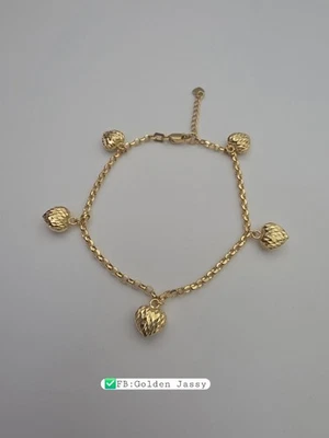 18K Real Gold Bracelet With Heart Charms - Image 1 of 4