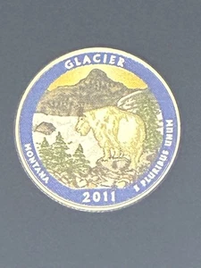 Glacier 2011d America The Beautiful Colorized Washington Quarter UNC  - Picture 1 of 7