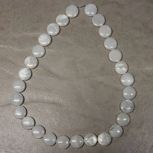 14mm Natural White Mother of Pearl Shell Disc Coin Loose Beads 15" Strand - Picture 1 of 1