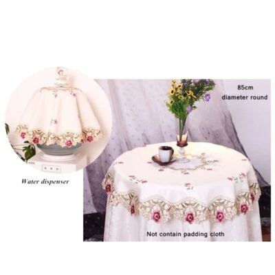 Decorative Tablecloth Rural Style Embroidered Round Table Cloth Accessories AU - Image 1 of 4