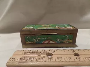 Vintage Chinese Cloisonné Brass Trinket Box With Lid - Picture 1 of 8