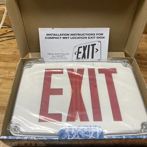 Exit Lighted Sign, Wet Location LED, Red letters, Double Face, Battery Backup - Picture 1 of 9