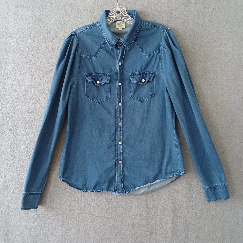 Torn By Ronny Kobo Shirt Womens Large Blue Chambray Western Pearl Snap Shirt - Image 1 of 4