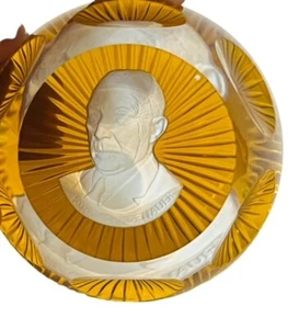 Baccarat Cameo Franklin Mint Art Glass Paperweight Figurine Konrad Adenauer 1979 - Picture 1 of 7