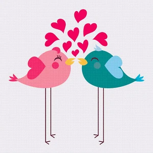 Love Birds Valentine Hearts Counted Cross Stitch Pattern Simple 10 DMC Colors - Picture 1 of 4
