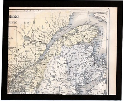 Mapa Mitchell antiguo original de 1878 de la península de Nuevo Brunswick y Gaspe Foto 1 de 4