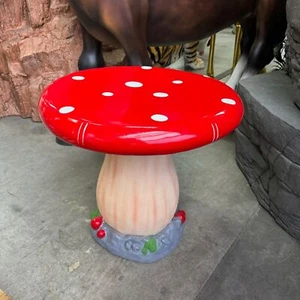 Red Mushroom Kids Table Over Sized Statue Garden Theme Prop Decor Art Display - Picture 1 of 5