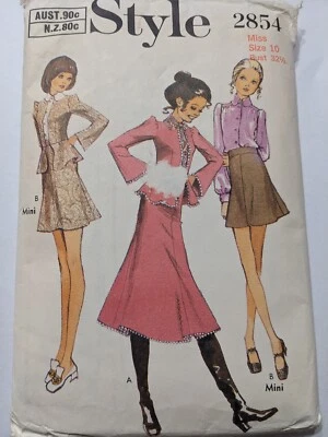 Rare Vintage 1970 Style Sewing Pattern  2854peplum Top Skirt Puff Sleev  Size 10 - Image 1 of 4