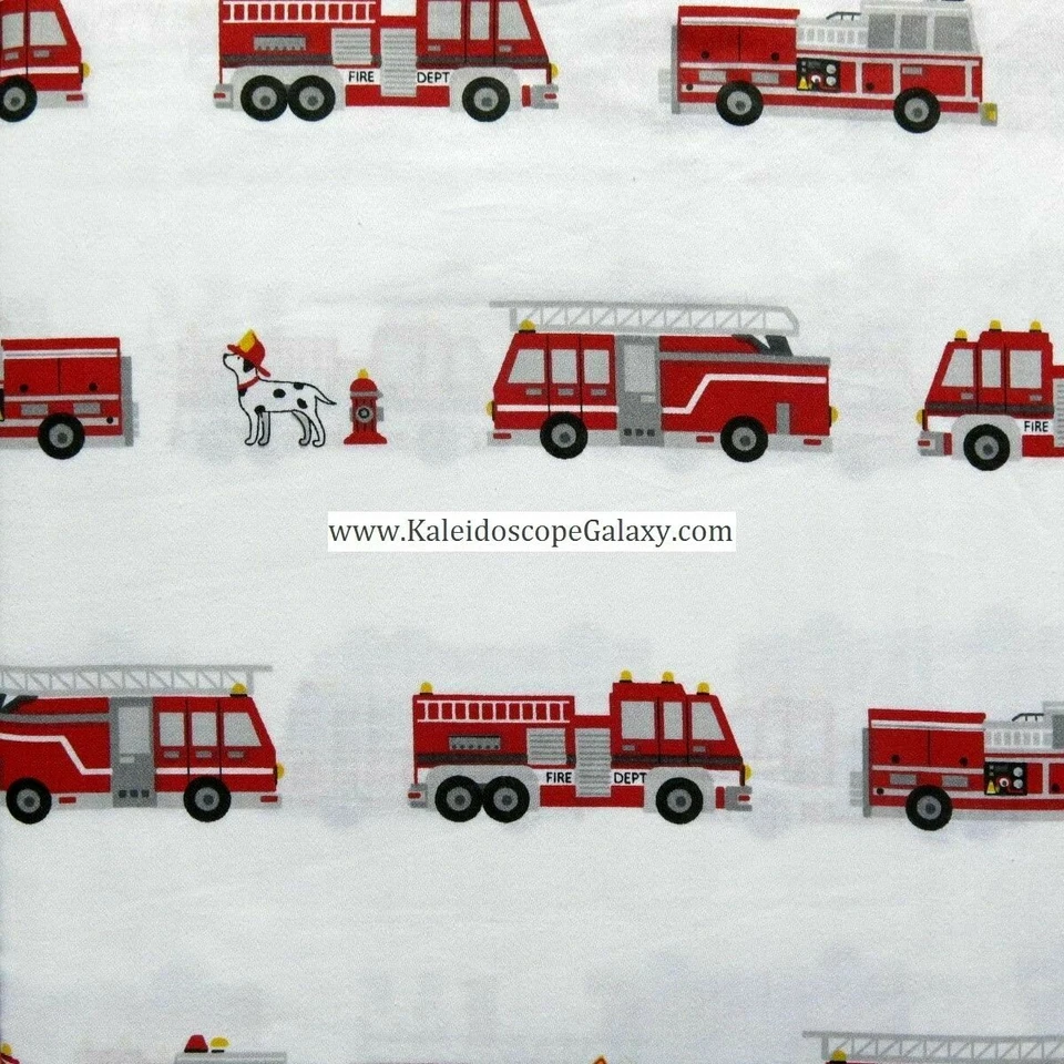 Fire Truck 100% COTTON SHEETS ~ SIZE FULL ~ Dalmatian Dog FIRE TRUCKS ~ FIREMAN - Image 1 of 1