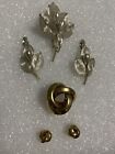 Silver Tone w/ Faux Pearl & Gold Tone Sets x2 w/ Brooch & Matching Earrings Used