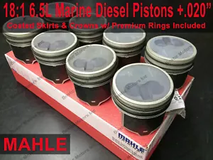 6.5L MARINE Diesel Pistons +.020 MAHLE Peninsular Max Marine (set/8) w/Rings - Picture 1 of 7