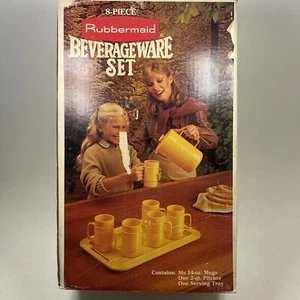 1970s Vintage 8 Red Piece Rubbermaid Beverage Ware Set in Box NEW OLD STOCK Rare - Picture 1 of 13