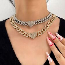 Cuban Chain Necklace Iced Out Bling Necklaces Miami Curb Choker Punk Jewelry
