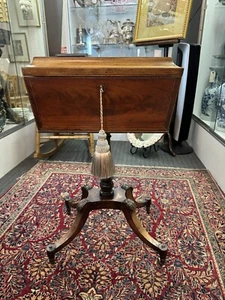 Antique English Regency Fully Fitted Tea Caddy Stand on Casters - Picture 1 of 12