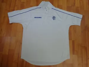 Rangers Ufficiale Store Uomo L Large Calcio Bianco Polo Diadora Usato - Foto 1 di 6