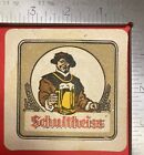 ZOO SCHULTHEISS BERLINER KINDL. 3.5 INCH SQUARE BEER COASTER RARE VINTAGE
