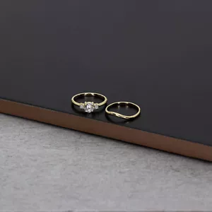 14k Lab Grown Diamond Engagement Ring Set (April Birthstone) - Picture 1 of 9