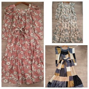 Ulla Johnson Square Neckline Floral Checked Print Midi Dress 0,2,4,6
