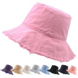 Women Solid Color Fur Brimmed Bucket Cap Lady Cotton Hunting Fishmen Sun Hat - Picture 1 of 14